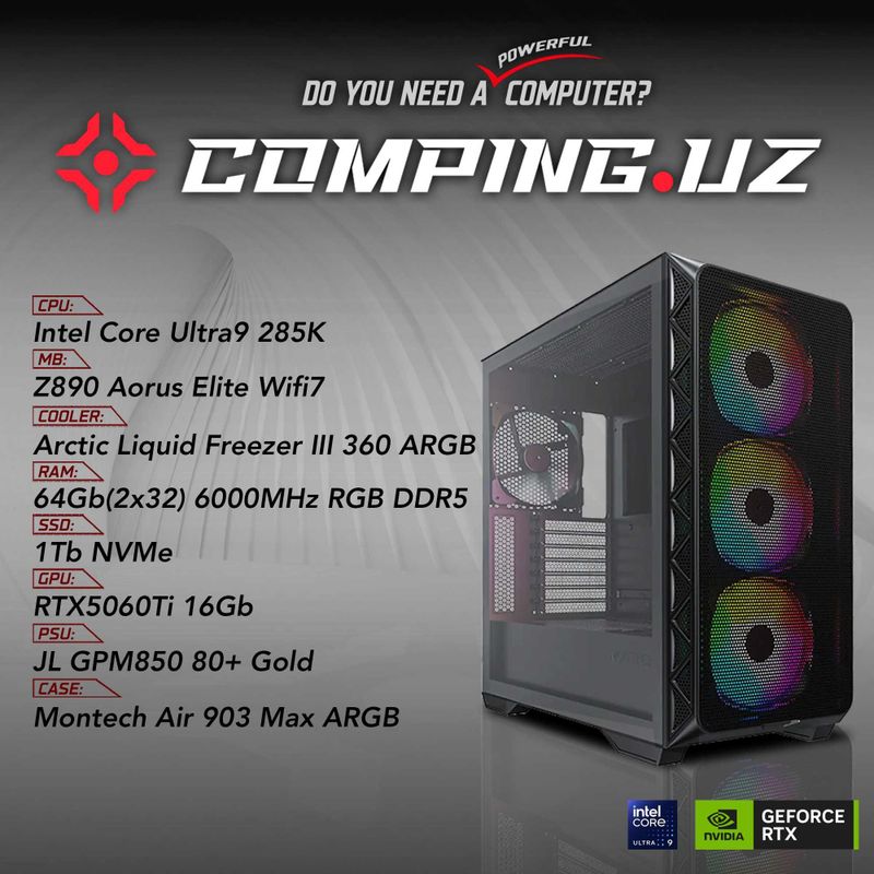 (NEW) Ultra9/Z890/64Gb/1Tb/RTX5060Ti