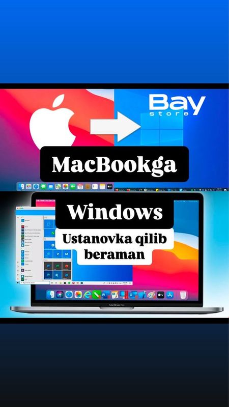 Macbookga windows ustanovka qilib beraman