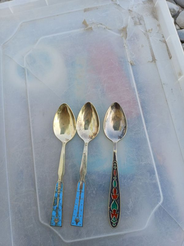 Серебрянные кофейные ложки позолота 875 проба Серебрянные кофейные ложки позолота 875 проба
