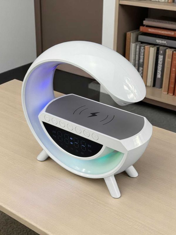 Настольная Bluetooth колонка с беспроводной зарядкой LED Wireless Настольная Bluetooth колонка с беспроводной зарядкой LED Wireless