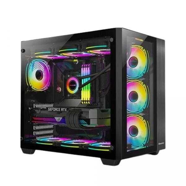 Huntkey CASE S980 Black / White with ARGB FAN кейс компьютерный Huntkey CASE S980 Black / White with ARGB FAN кейс компьютерный