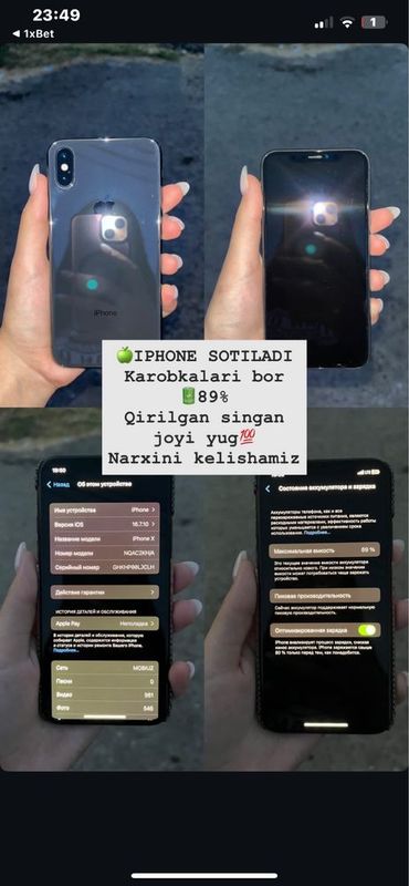 Holati ideal iPhone X sotiladi