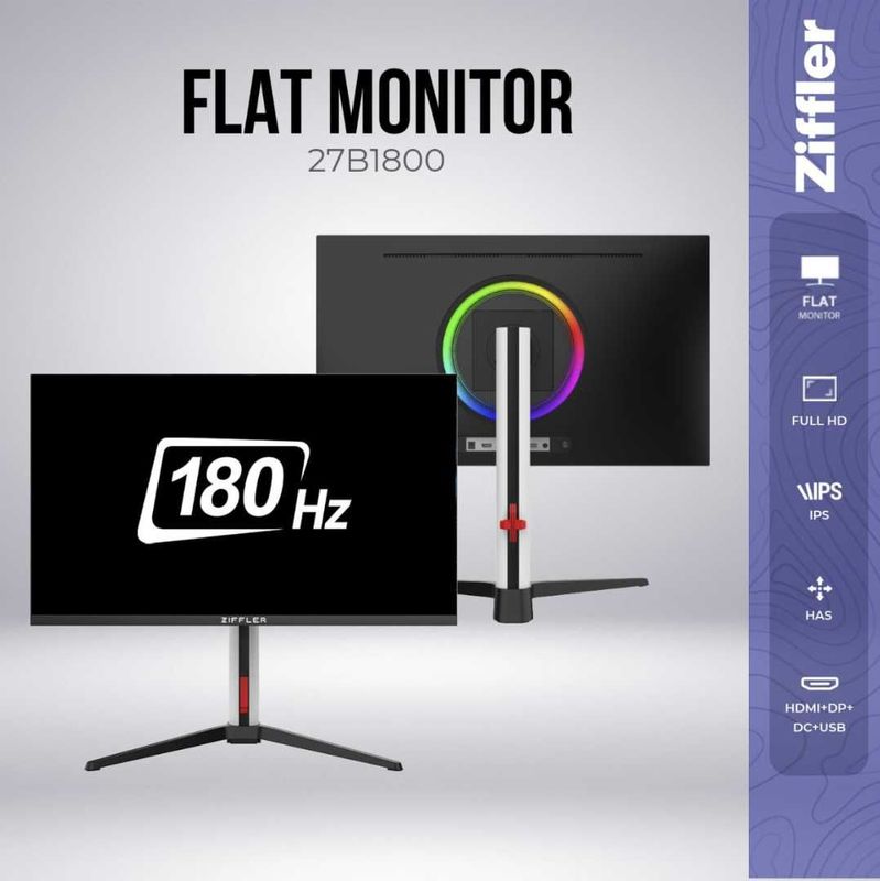 [НОВЫЙ] Монитор Ziffler 27B1800 / 27" FHD IPS FLAT 200Hz RGB HAS Black