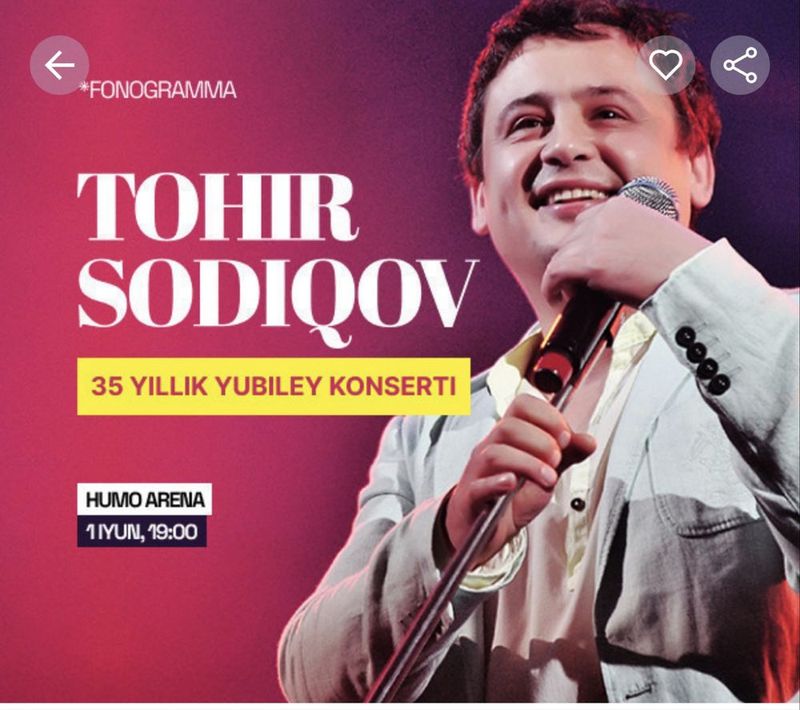 Tohir sodiqov концертига билет 2 та яхши жойдан Tohir sodiqov концертига билет 2 та яхши жойдан