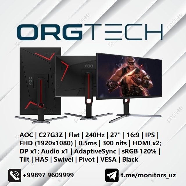 [NEW] монитор AOC C27G3Z IPS 240Hz