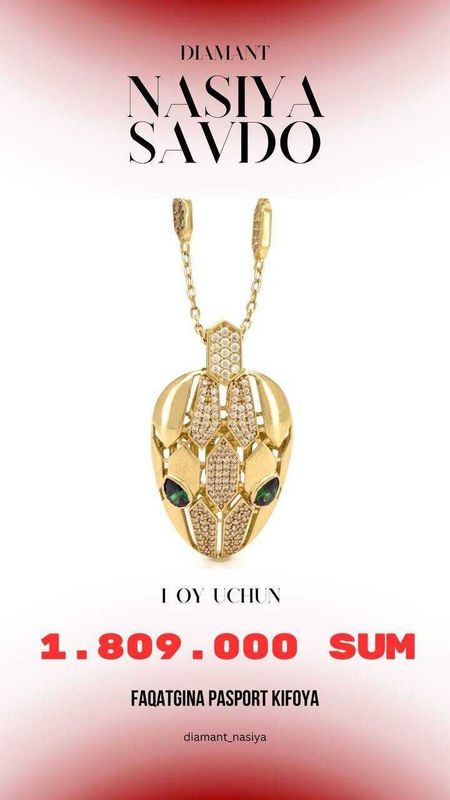 Tilla taqinchoq "Mystic Serpent" Bvlgari uslubida Tilla taqinchoq "Mystic Serpent" Bvlgari uslubida