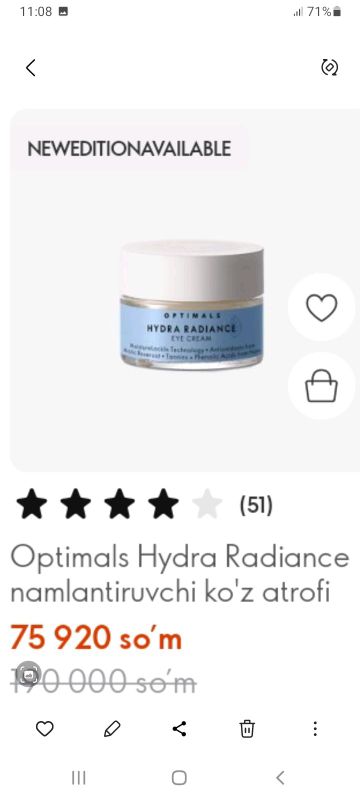 ko'z uchun namlantiruvchi krem.oriflame