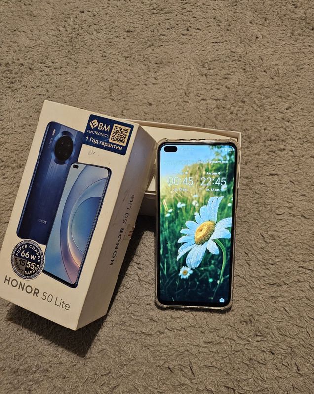 Honor 50 lite холати яхши зарядка 66w 15 мин 50 % олади Коробк