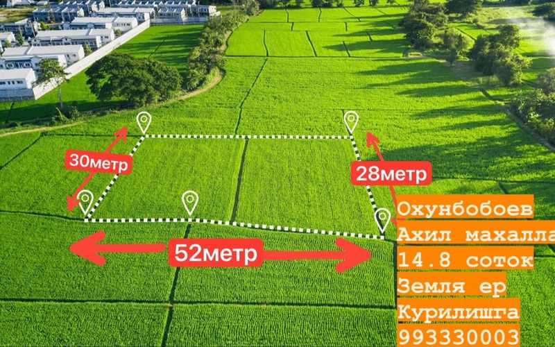 Охунбобоев 14.8 соток 3 тамони куча Охунбобоев 14.8 соток 3 тамони куча