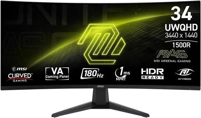 MSI MAG345CQR kavisli oʻyin monitori UWQHD(3440x1440) 34" 180Hz VA, AM