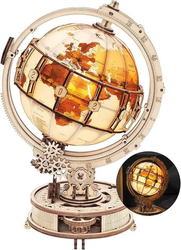 ROKR Luminous Globe 3D Yog‘och Puzzle / Chiroqli Globus ROKR Luminous Globe 3D Yog‘och Puzzle / Chiroqli Globus