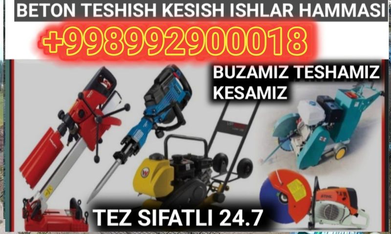 Beton kesish va teshish xizmati Beton kesish va teshish xizmati