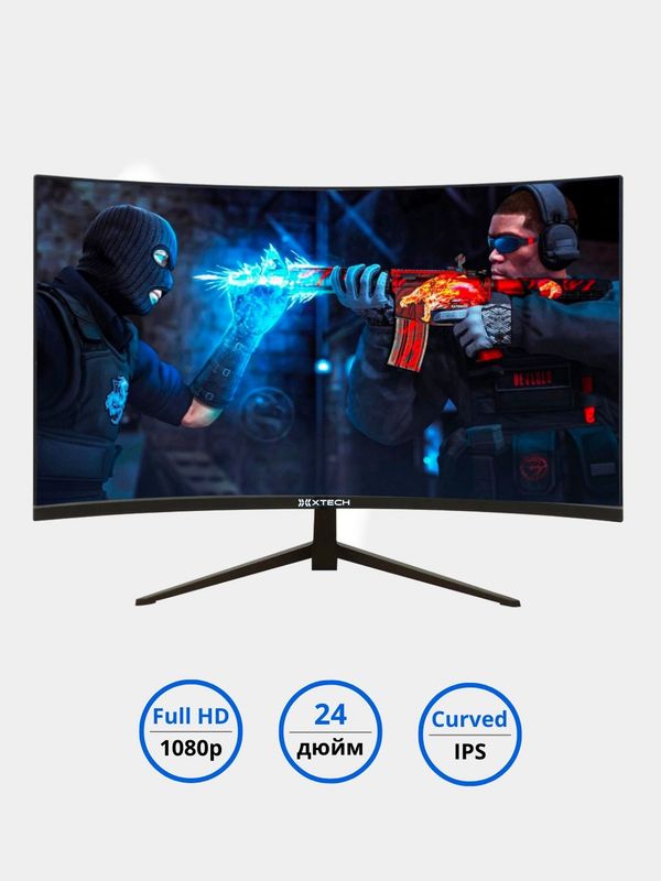 Игровой Монитор Xtech Curved, 24" Full HD, 75 Гц, матрица IPS