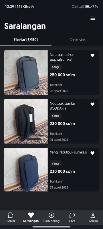 Sayohat uchun rugzak