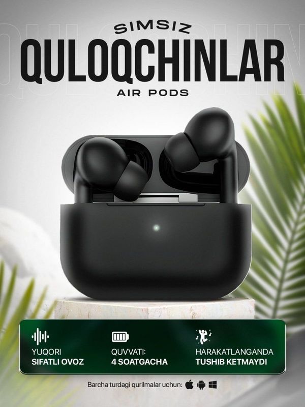 Pro Bluetooth Simsiz Quloqchinlar | IPX4, Sensor, Chegirma.