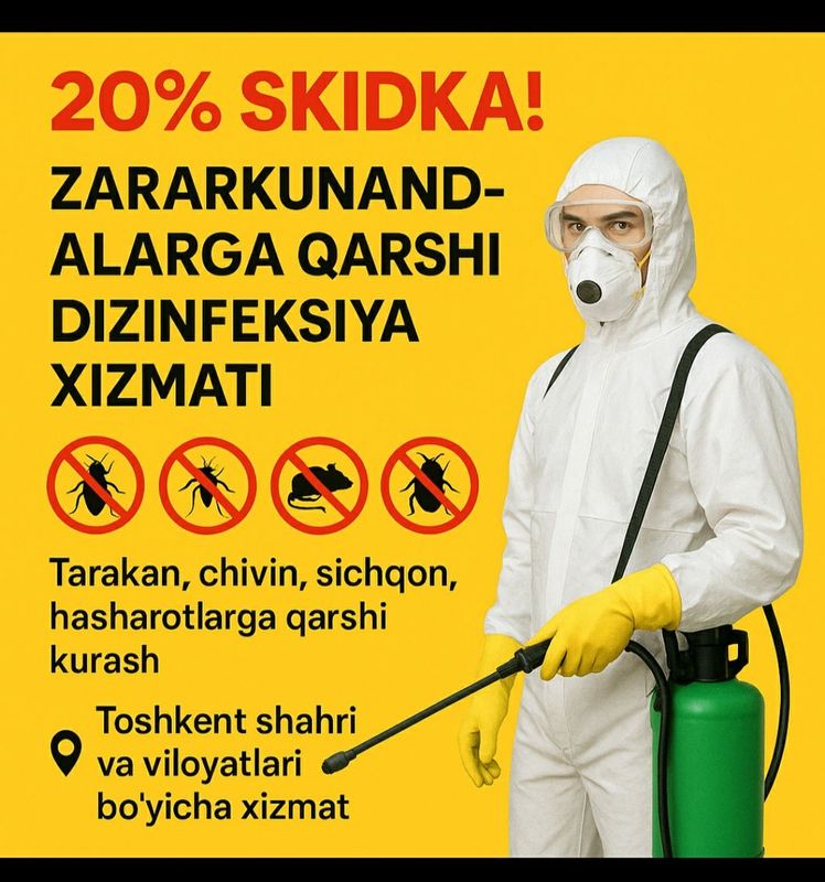 Dizinfiksa qilamiz hozirda 20% skidkada Dizinfiksa qilamiz hozirda 20% skidkada