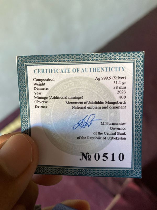 Kolleksion tanga 50.000 so’m 31.1 gr sof kumush Kolleksion tanga 50.000 so’m 31.1 gr sof kumush