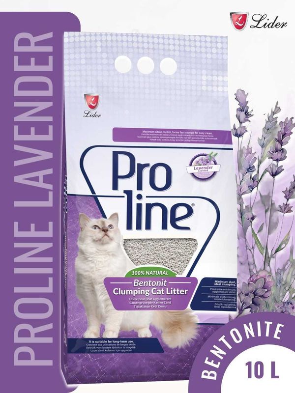 Комкающийся бенонитовый наполнитель Proline, с ароматом лаванды 10 л Комкающийся бенонитовый наполнитель Proline, с ароматом лаванды 10 л