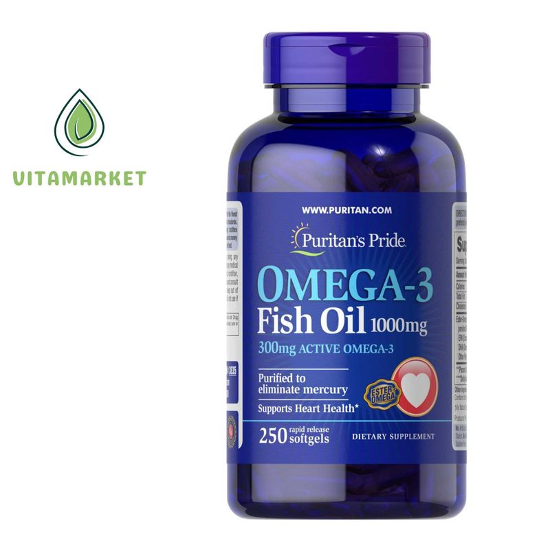 Puritan's Pride Omega-3 Fish Oil 1000 mg - 250 шт Puritan's Pride Omega-3 Fish Oil 1000 mg - 250 шт