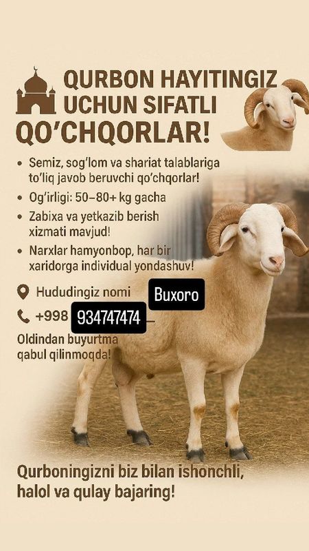 Qo'chqor sotiladi qurbonlik uchun Qo'chqor sotiladi qurbonlik uchun