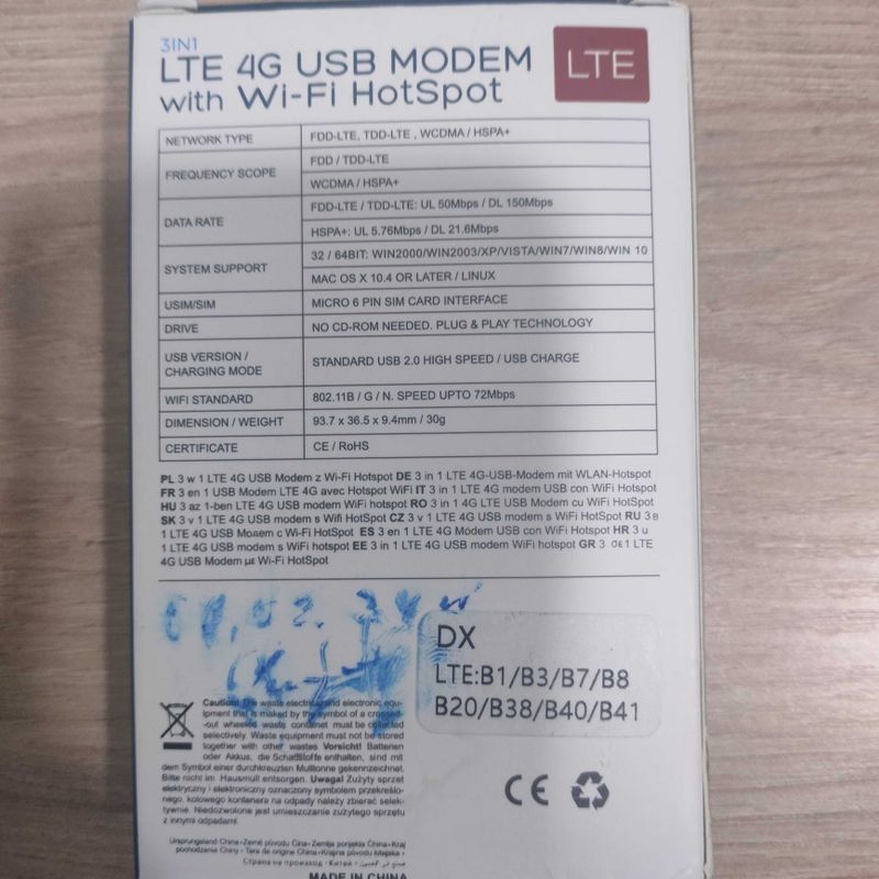 LTE 4G USB Modem with Wi-Fi HotSpot 3in1 LTE 4G USB Modem with Wi-Fi HotSpot 3in1
