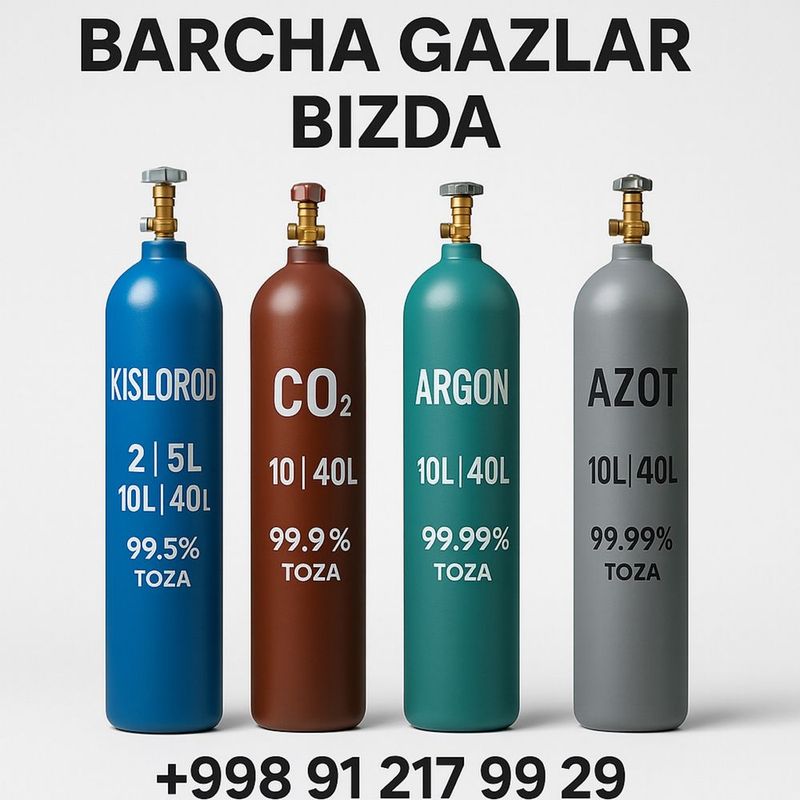 Gaz ballonlari va toʻldirish — Kislorod, Uglikisli, Argon, Azot