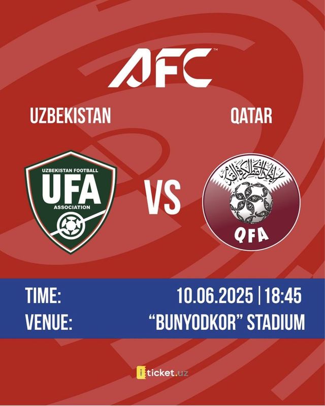 Узбекистан vs Катар, билеты на футбол UZB vs QATAR Узбекистан vs Катар, билеты на футбол UZB vs QATAR