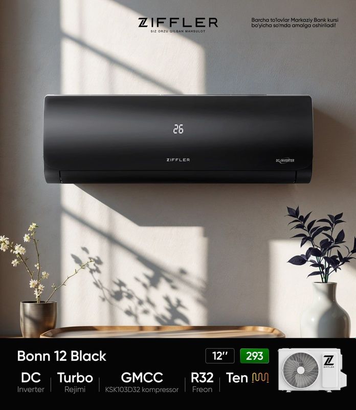 Кондиционер чёрный zifler inverter рассрочку Кондиционер чёрный zifler inverter рассрочку