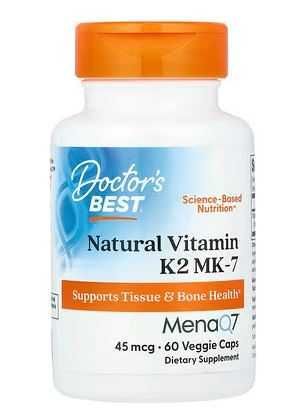 Doctor's Best, натуральный витамин K2 MK-7 с MenaQ7, 45 мкг,60 капсул Doctor's Best, натуральный витамин K2 MK-7 с MenaQ7, 45 мкг,60 капсул