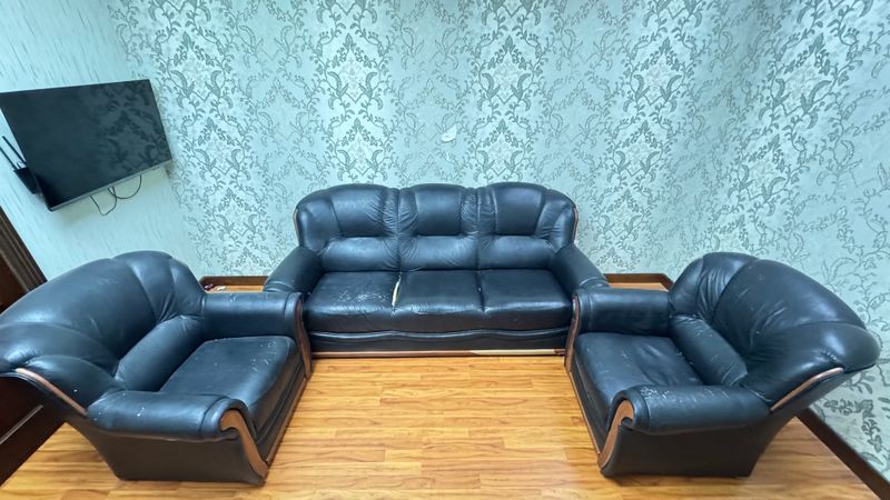 Divan va kreslo, teddy yumshoq chexoli bilan