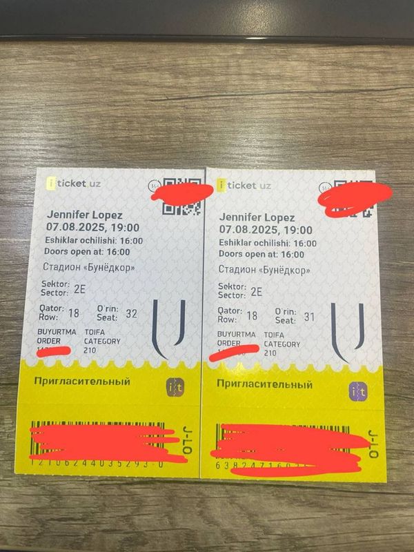 Jlo 2E катордан билет сотилади