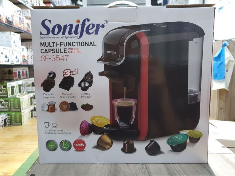 Кофемашина Sonifer 3в1 SF-3547 Nespresso, Dolce Gusto, Ground Coffee