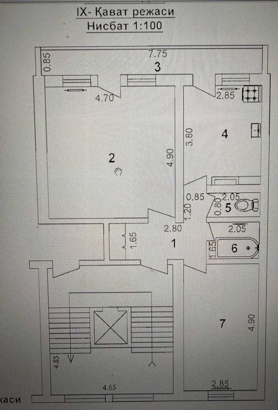 Паркентский школа 307 2-комн 9/9 65 м² зал 5х5 м без ремонта отд вход