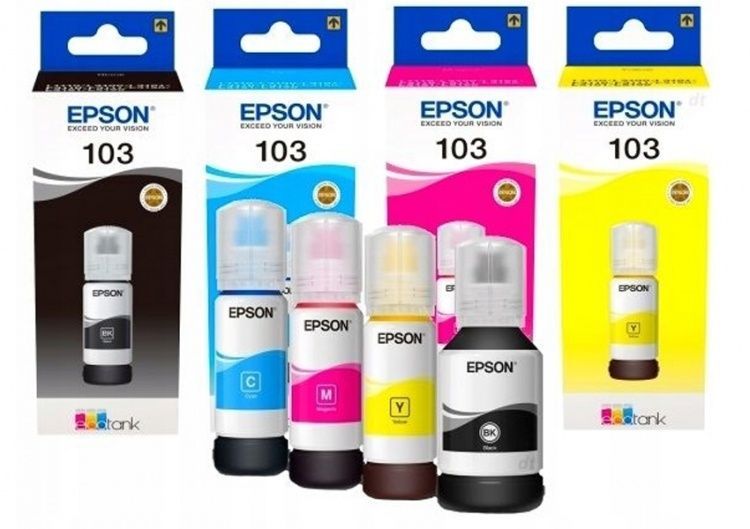 Краска Чернила Epson 103 4 цвета оригинал Краска Чернила Epson 103 4 цвета оригинал