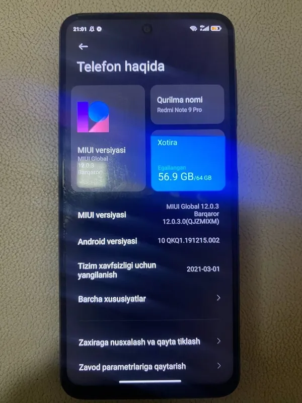 Redmi 9not pro ideal holat