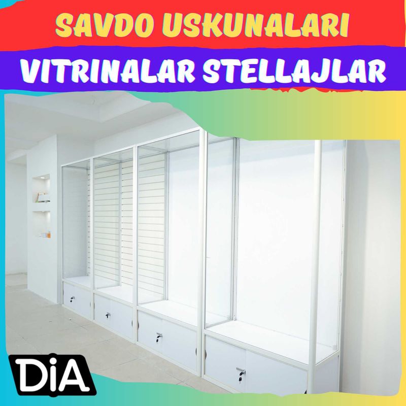 Oynaly prilavkalar, Акция, savdo uskunalari vitrinalar stellajlar