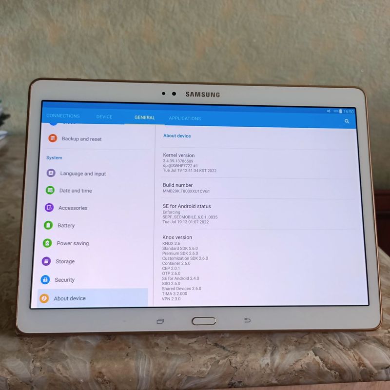 Device name: Galaxy Tab S