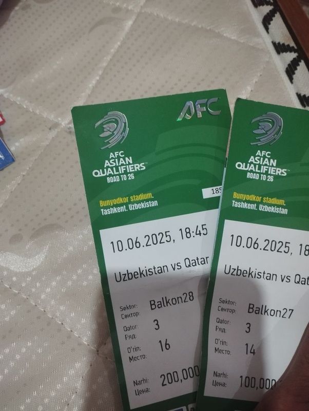 Oʻzbekiston Qatar futbol oʻyiniga bilet bor yahshi sektoridan Oʻzbekiston Qatar futbol oʻyiniga bilet bor yahshi sektoridan