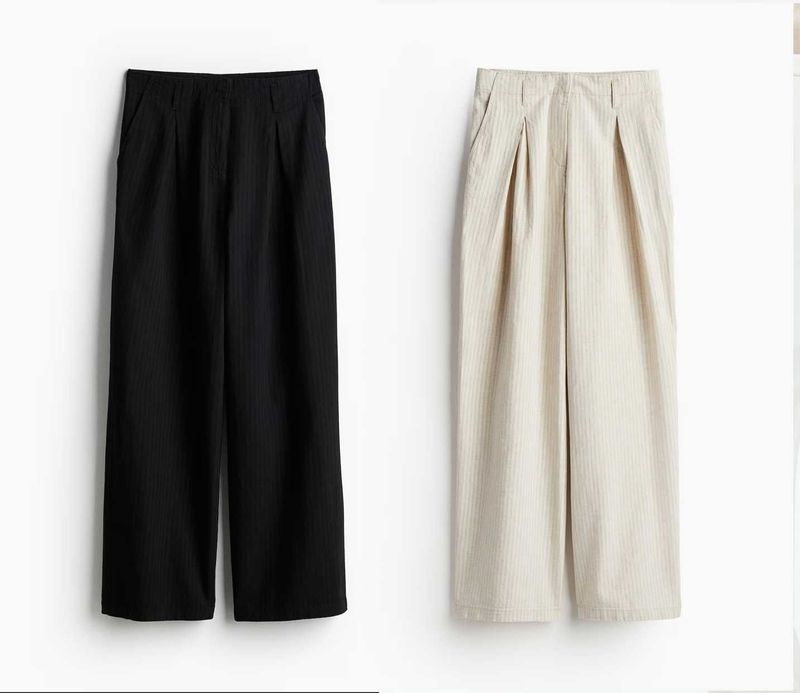 Новые широкие брюки H&M, лен, размер 44 EUR (48/52)
