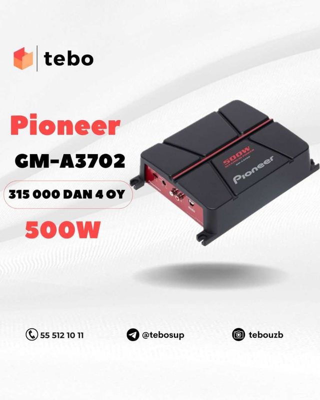 PIONEER 500W GM-A3702 ovoz kuchaytirgichlari Muddatli to'lovga