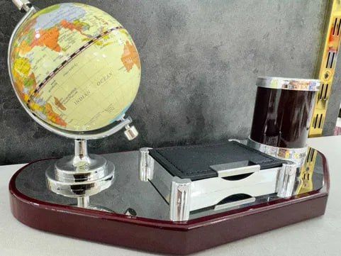 Настольный Набор Часы Глобус Подставка для Ручек