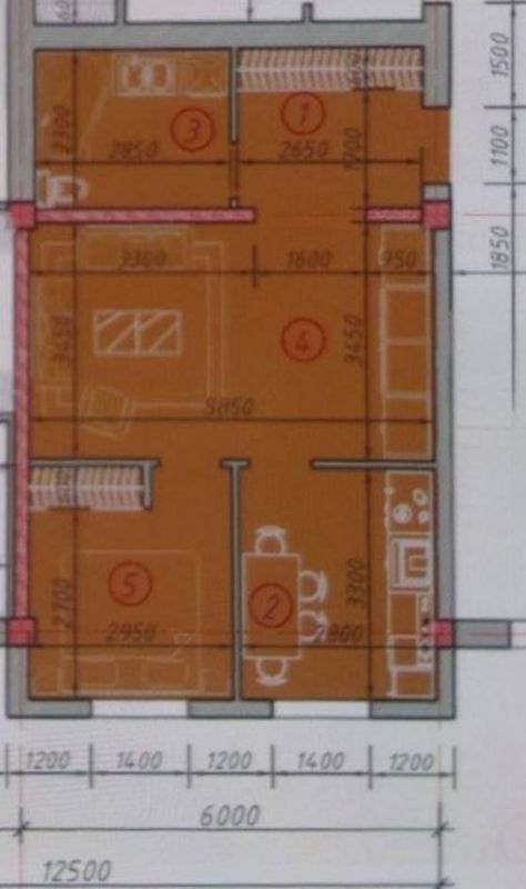 Срочно 2/4/6 Ялангач 53м²