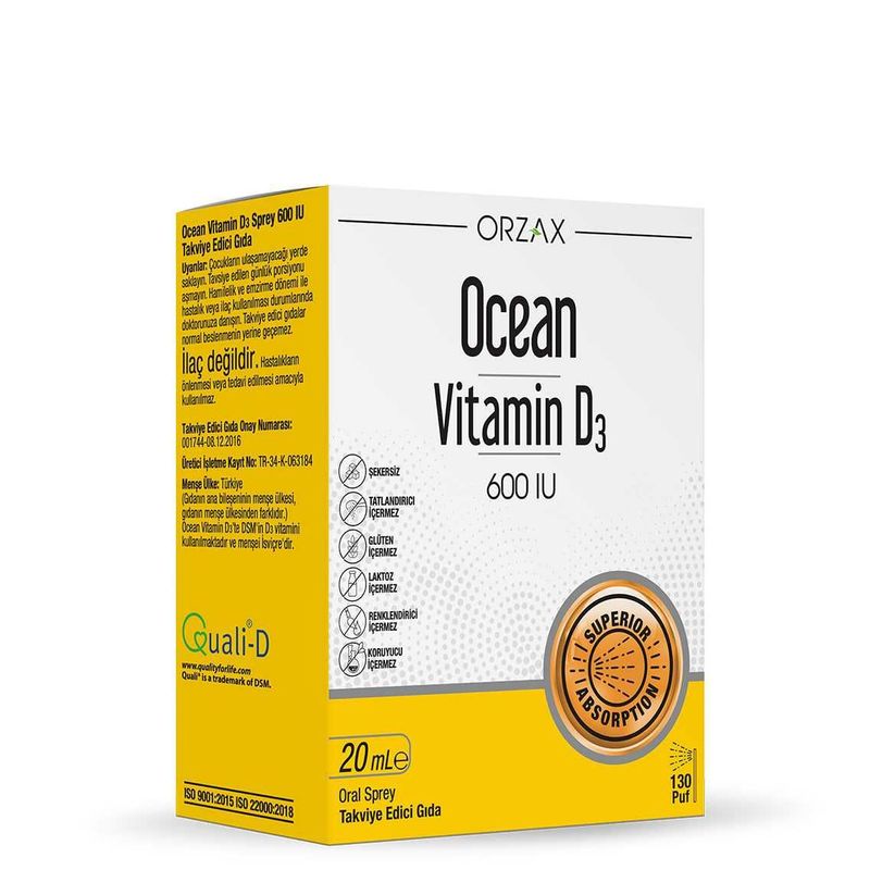 Orzax ocean vitamin d3 600 iu sprey 20 ml Orzax ocean vitamin d3 600 iu sprey 20 ml