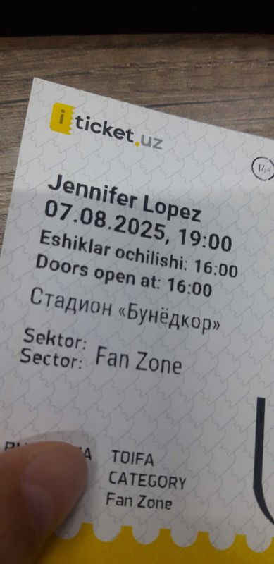 Фанзона Женифер Лопез концертига билет