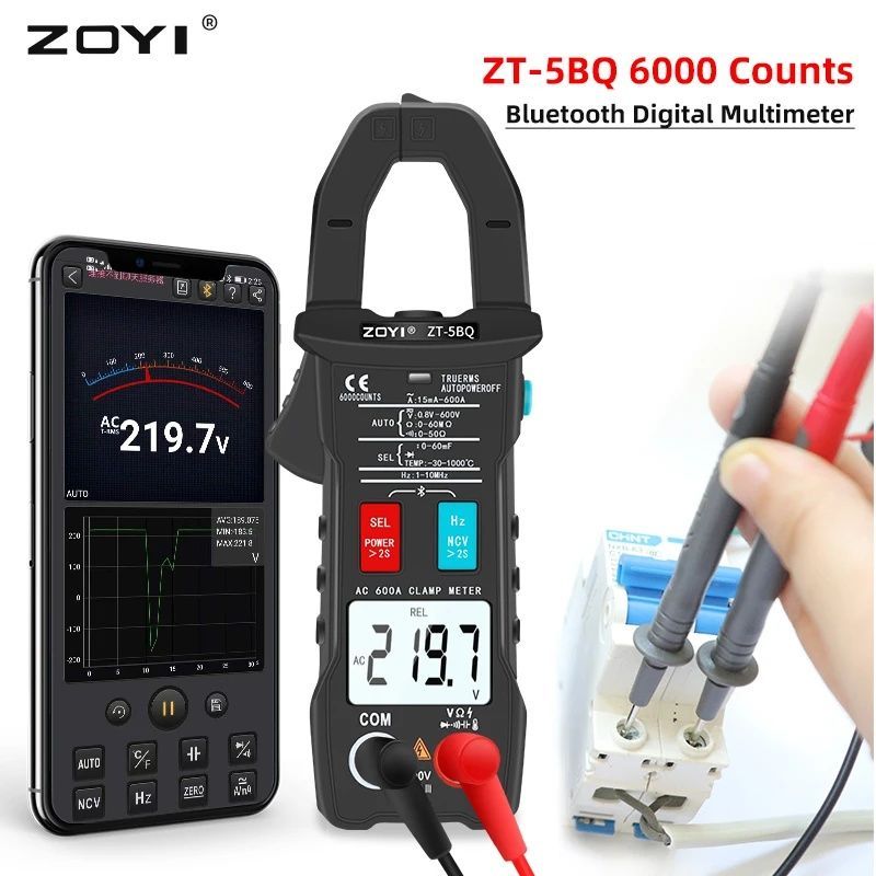 Токоизмерительные клещи ZOYI ZT-5BQ, Bluetooth, мультиметр Токоизмерительные клещи ZOYI ZT-5BQ, Bluetooth, мультиметр