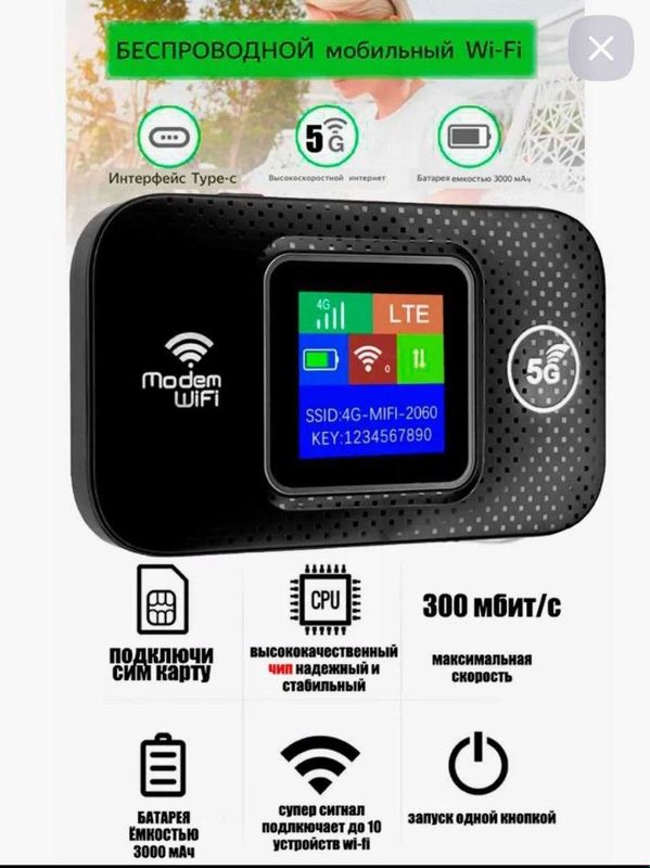 Мини WiFi роутер 4G LTE / 5G Модем для тоска доступа 4G ruter modem