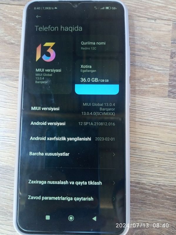 Redmi 12C sotiladi hotirasi 4+1 128