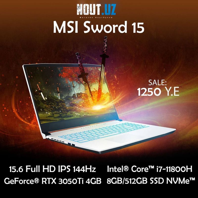 MSI sword 15(i7-11800h, 24/512, RTX 3050ti