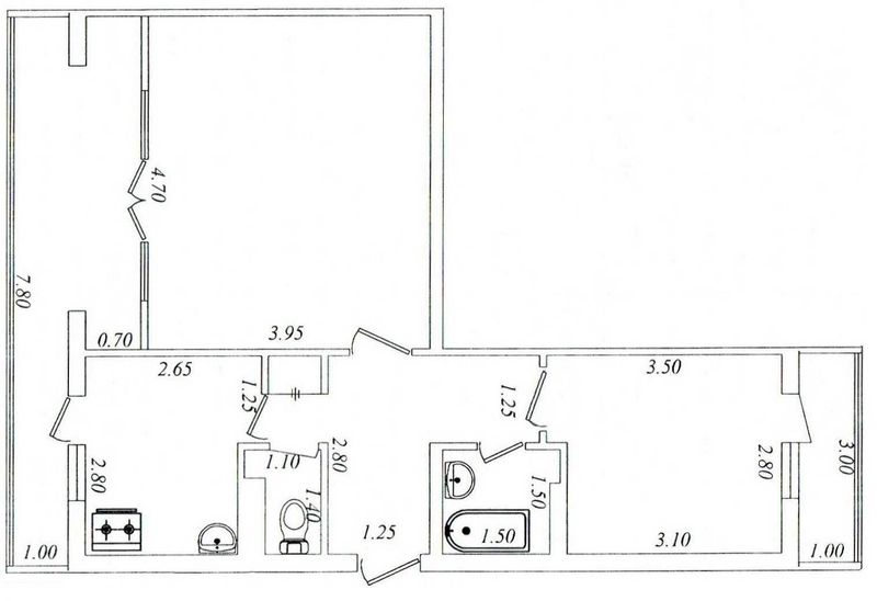 2-х комнатная квартира, 1-й этаж, 60 кв.м., "франция", ЮНУСАБАД - 3