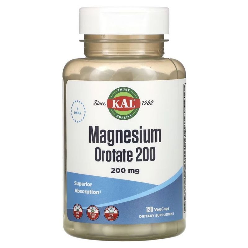 Оротат магния 200, KAL 120 капсул Magnesium Orotate из Америки